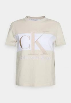 Calvin Klein Jeans BLOCKING TEE - T-shirt Imprimé - Eggshell