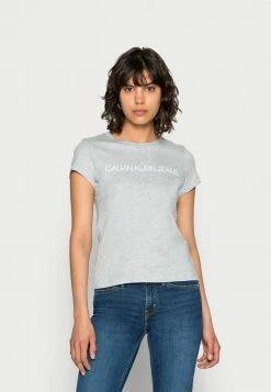 Calvin Klein Jeans INSTITUTIONAL LOGO TEE - T-shirt Imprimé - Light Grey Heather