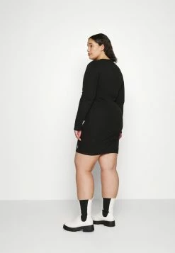Calvin Klein Jeans BADGE HENLEY DRESS - Robe En Jersey - Black -Calvin Klein Elegant Magasin 09a5b6ba55754dc89b7b10f17162a06c