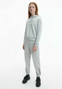 Calvin Klein Jeans BOXY LOGO - Sweat à Capuche - Light Grey Heather