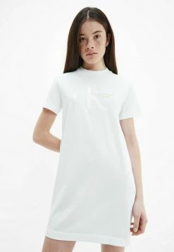 Calvin Klein Jeans Robe En Jersey - Bright White
