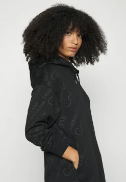 Calvin Klein Jeans LOGO ALL OVER PRINT HOODIE DRESS - Robe De Jour - Black -Calvin Klein Elegant Magasin 0ae8130daaf9447998471b3464a167e4
