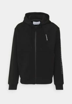 Calvin Klein Jeans BACK GRAPHIC MIXED ZIPTHROUGH UNISEX - Sweat à Capuche Zippé - Black