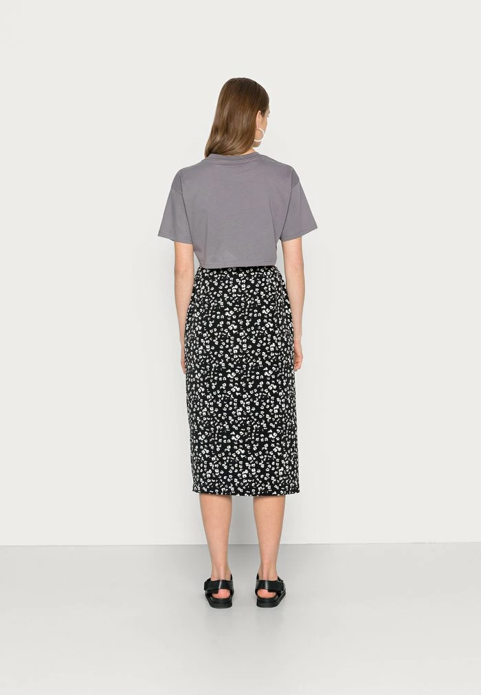 Calvin Klein Jeans BUTTONS THROUGH SPLIT MIDI - Jupe Crayon - Black/bright White 3 Calvin Klein Jeans BUTTONS THROUGH SPLIT MIDI - Jupe Crayon - Black/bright White – Image 3