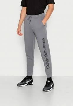 Calvin Klein Jeans VERTICAL BOLD INSTIT PANT - Pantalon De Survêtement - Fossil Grey