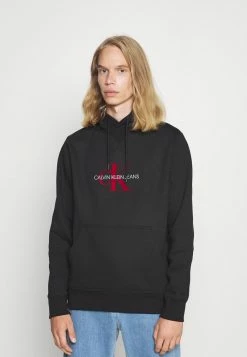 Calvin Klein Jeans ARCHIVAL MONOGRAM HOODIE UNISEX - Sweatshirt - Black/salsa