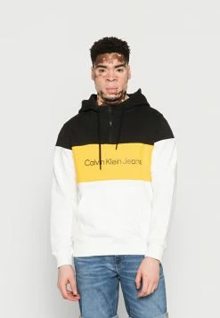 Calvin Klein Jeans COLORBLOCK QUARTER ZIP HOODIE - Sweatshirt - Bright White