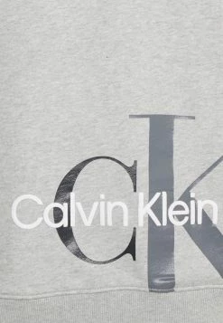 Calvin Klein Jeans CUT OFF TWO TONE MONOGRAM HOODIE UNISEX - Sweat à Capuche - Light Grey Heather -Calvin Klein Elegant Magasin 13398e4ca7724739a27a83e96184d622