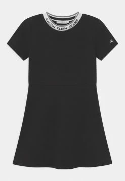 Calvin Klein Jeans INTARSIA LOGO SKATER - Robe De Jour - Black