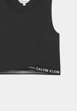 Calvin Klein Jeans INTARSIA LOGO CROPPED - Débardeur - Black -Calvin Klein Elegant Magasin 138d607f63cf458aa87f2ca960cec97a