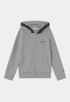 Calvin Klein Jeans PUNTO LOGO TAPE ZIP THROUGH - Gilet - Light Grey Heather