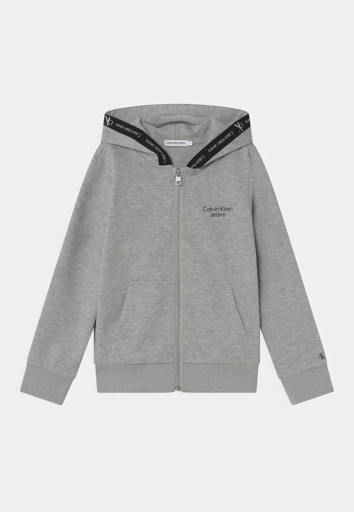 Calvin Klein Jeans PUNTO LOGO TAPE ZIP THROUGH - Gilet - Light Grey Heather 1 Calvin Klein Jeans PUNTO LOGO TAPE ZIP THROUGH - Gilet - Light Grey Heather