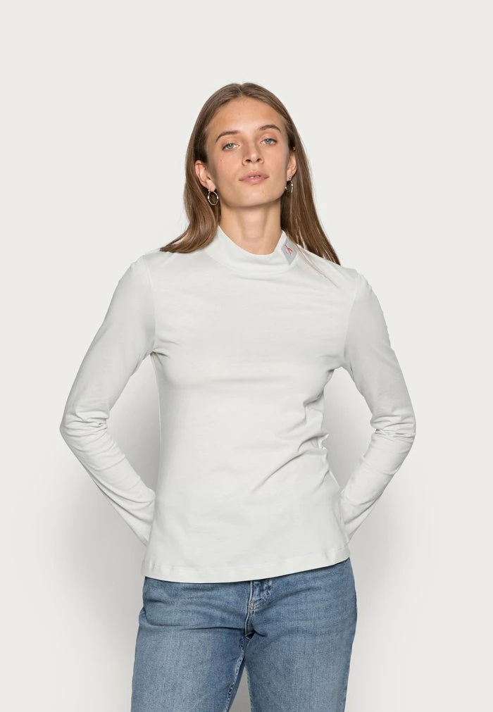 Calvin Klein Jeans ICONIC MOCK NECK - T-shirt à Manches Longues - Stone Grey 1 Calvin Klein Jeans ICONIC MOCK NECK - T-shirt à Manches Longues - Stone Grey