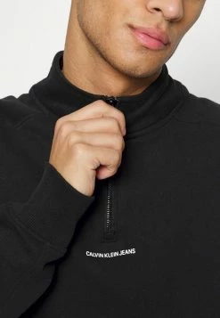 Calvin Klein Jeans MICRO BRANDING HALF ZIP MOCK - Sweatshirt - Black -Calvin Klein Elegant Magasin 1c07268ec8134ce883e24b8d45fabbbb