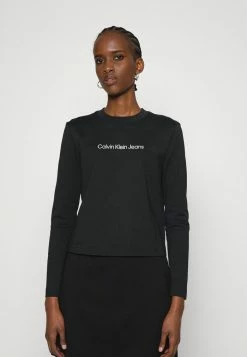 Calvin Klein Jeans SHRUNKEN INSTITUTIONAL TEE - T-shirt à Manches Longues - Black