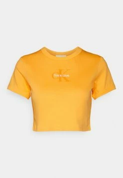 Calvin Klein Jeans PRIDE LOGO CROP TEE - T-shirt Imprimé - Orange Juice