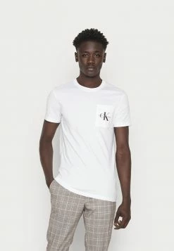 Calvin Klein Jeans CORE MONOGRAM POCKET - T-shirt Imprimé - Bright White