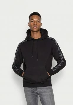 Calvin Klein Jeans SHADOW LOGO TAPE SLEEVES HOODIE - Sweatshirt - Black