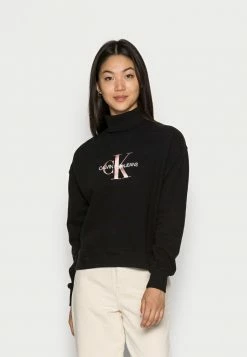 Calvin Klein Jeans MID SCALE MONOGRAM ROLL NECK - Sweatshirt - Black
