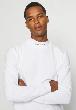 Calvin Klein Jeans MICRO BRANDING HIGH NECK TEE - T-shirt à Manches Longues - Bright White -Calvin Klein Elegant Magasin 2428c38b70204f45b56cad0ee7636a26