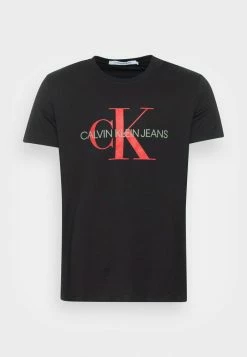 Calvin Klein Jeans SEASONAL MONOGRAM TEE - T-shirt Imprimé - Black/salsa -Calvin Klein Elegant Magasin 2529b5f8c6ce43d9ad7f91b25b393b48