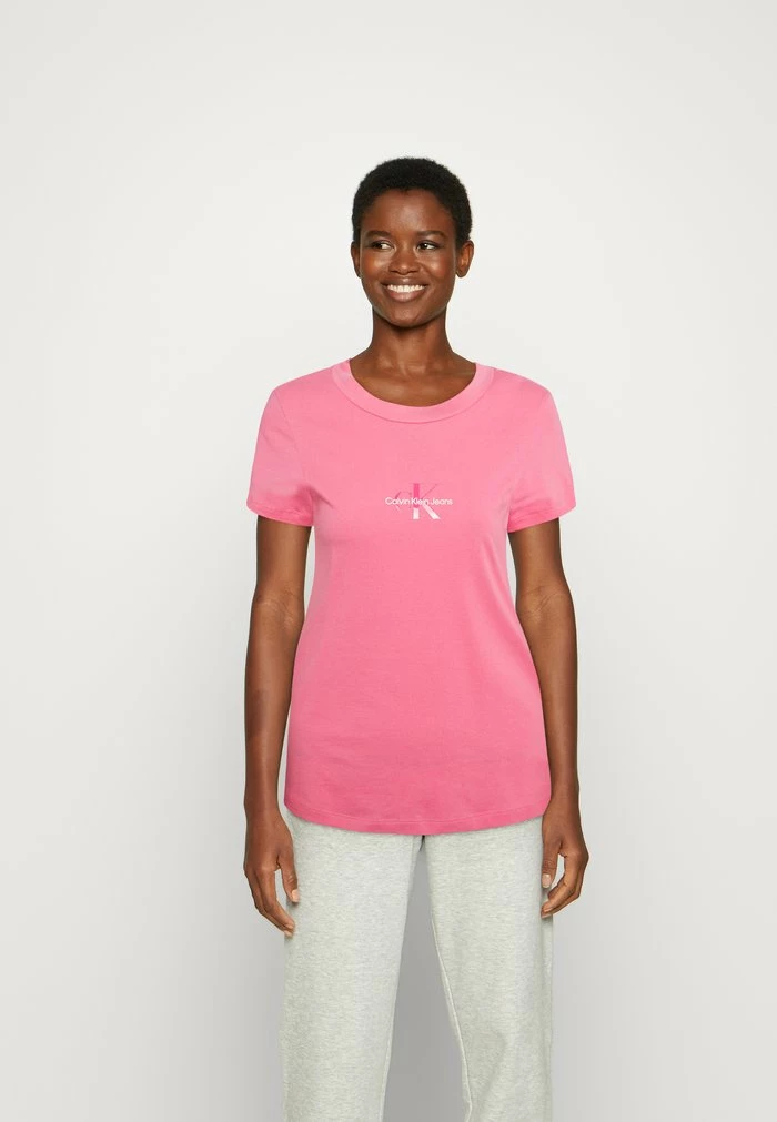 Calvin Klein Jeans MONOGRAM SLIM TEE - T-shirt Imprimé - Lipstick Pink 1 Calvin Klein Jeans MONOGRAM SLIM TEE - T-shirt Imprimé - Lipstick Pink