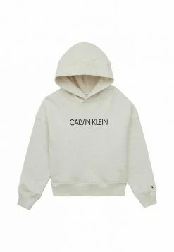Calvin Klein Jeans BOXY LOGO - Sweat à Capuche - White Cap Heather -Calvin Klein Elegant Magasin 2904ad8f9ca64eed8fdac6d52559bf79