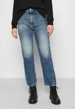 Calvin Klein Jeans HIGH RISE STRAIGHT ANKLE - Jean Boyfriend - Light Blue Utility