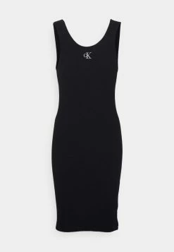 Calvin Klein Jeans SLUB STRAPPY DRESS - Robe En Jersey - Black