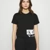 Calvin Klein Jeans MIRRORED LOGO BOXY TEE - T-shirt Imprimé - Black/bright White