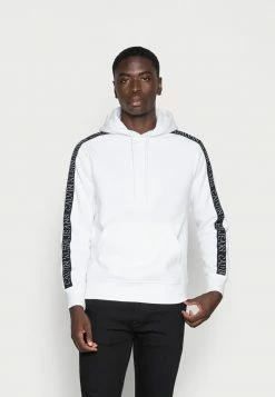 Calvin Klein Jeans SHADOW LOGO TAPE SLEEVES HOODIE - Sweatshirt - Bright White