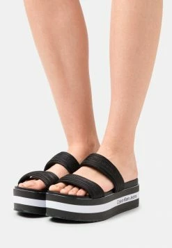 Calvin Klein Jeans FLATFORM TWOSTRAPS - Mules à Talons - Black