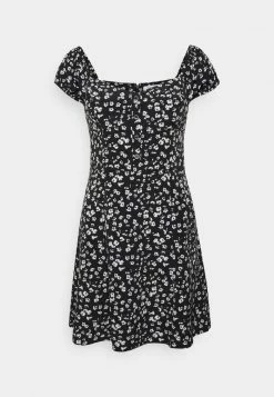 Calvin Klein Jeans OFF SHOULDER DRESS - Robe De Jour - Black/bright White