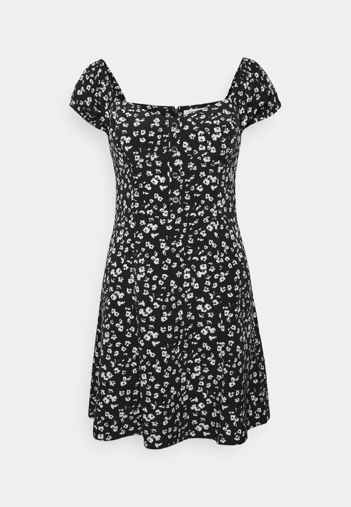 Calvin Klein Jeans OFF SHOULDER DRESS - Robe De Jour - Black/bright White 1 Calvin Klein Jeans OFF SHOULDER DRESS - Robe De Jour - Black/bright White