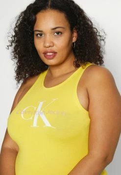Calvin Klein Jeans SEASONAL MONOGRAM TANK DRESS - Robe En Jersey - Super Lemon -Calvin Klein Elegant Magasin 3508a5d4b5544c25bd8720e8fbee0fbf