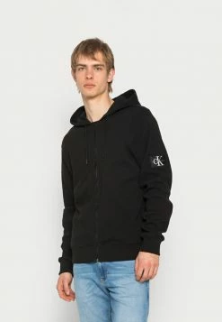 Calvin Klein Jeans MONOGRAM BADGE - Sweat à Capuche Zippé - Black