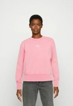 Calvin Klein Jeans MONOGRAM LOGO WASHED CREW NECK - Sweatshirt - Lipstick Pink