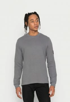 Calvin Klein Jeans MONOGRAM BADGE WAFFLE TEE - Sweatshirt - Fossil Grey