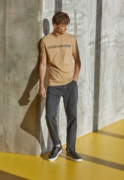 Calvin Klein Jeans INSTITUTIONAL TEE - T-shirt Imprimé - Tawny Sand