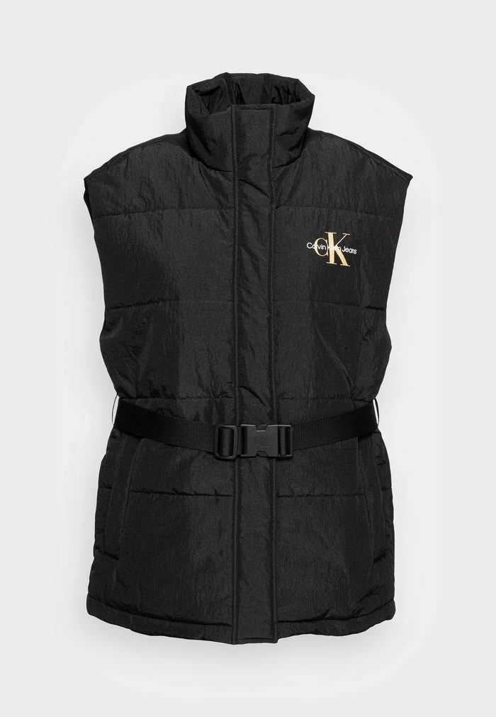 Calvin Klein Jeans MONOGRAM BELTED CRINKLE VEST - Veste Sans Manches - Black 4 Calvin Klein Jeans MONOGRAM BELTED CRINKLE VEST - Veste Sans Manches - Black – Image 4