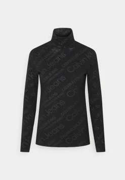 Calvin Klein Jeans LOGO ALL OVER ROLL NECK - T-shirt à Manches Longues - Black -Calvin Klein Elegant Magasin 473cde290db4493ab3f30196b7cf0f8e
