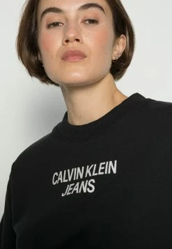 Calvin Klein Jeans EASY INSTITUTIONAL CREWNECK - Sweatshirt - Black -Calvin Klein Elegant Magasin 485e26d3e46643f99d113b45621f075b