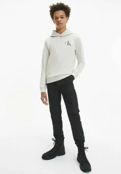 Calvin Klein Jeans SMALL MONOGRAM HOODIE UNISEX - Sweatshirt - Eggshell