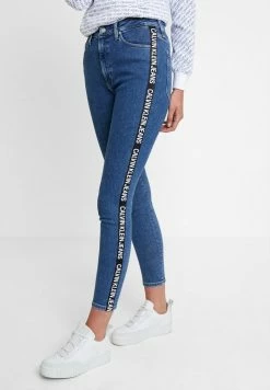 Calvin Klein Jeans 010 HIGH RISE SKINNY ANKLE - Jeans Skinny - Dark Blue Denim