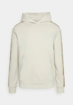 Calvin Klein Jeans CONTRAST TAPE HOODIE UNISEX - Sweatshirt - Eggshell