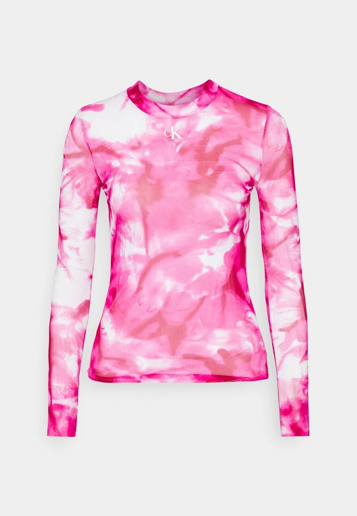 Calvin Klein Jeans HIGH NECK - T-shirt à Manches Longues - Cerise Marble 1 Calvin Klein Jeans HIGH NECK - T-shirt à Manches Longues - Cerise Marble