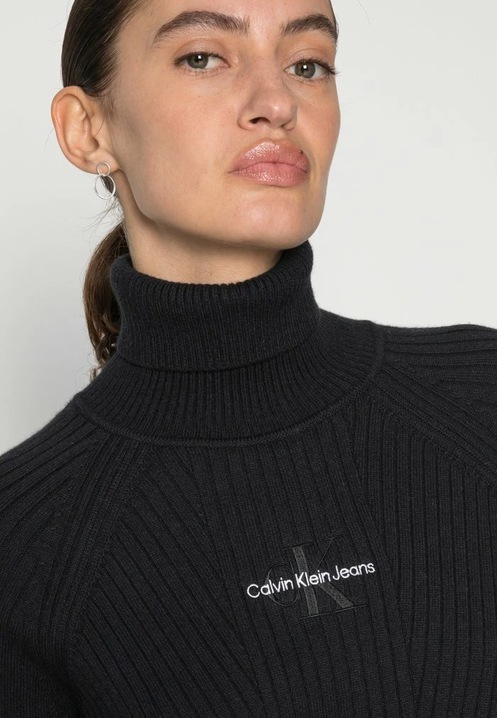 Calvin Klein Jeans MONOGRAM EMBROIDERY ROLL NECK - Pullover - Black 5 Calvin Klein Jeans MONOGRAM EMBROIDERY ROLL NECK - Pullover - Black – Image 5
