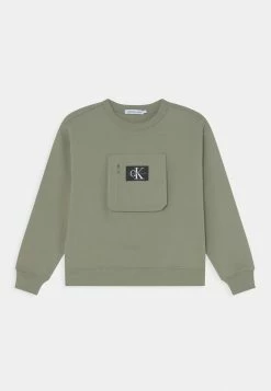 Calvin Klein Jeans MIX MEDIA - Sweatshirt - Forest Khaki