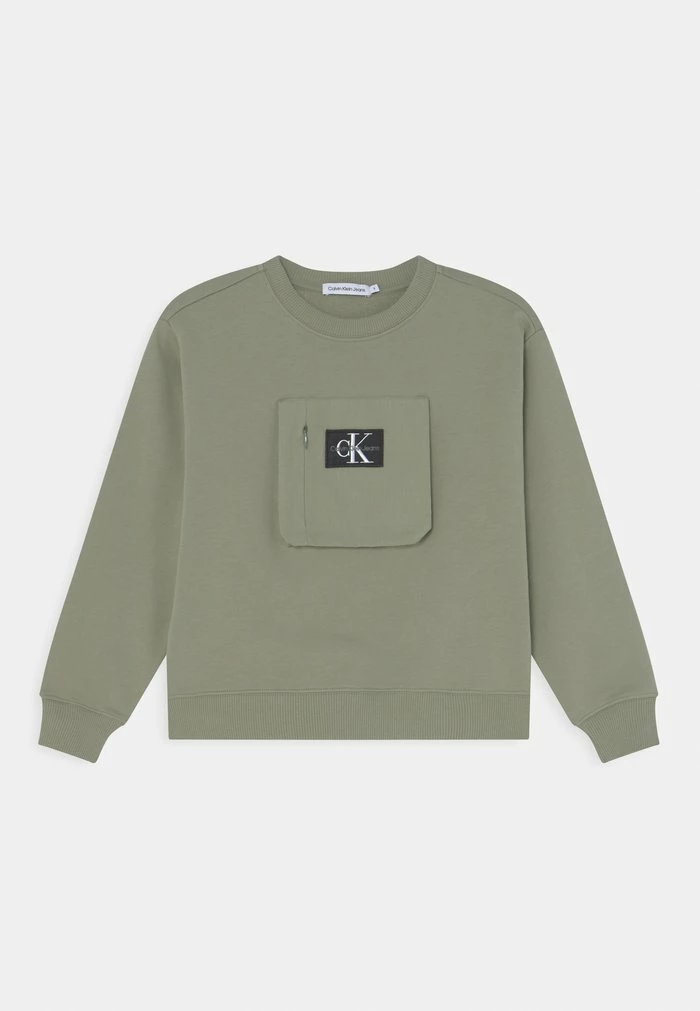 Calvin Klein Jeans MIX MEDIA - Sweatshirt - Forest Khaki 1 Calvin Klein Jeans MIX MEDIA - Sweatshirt - Forest Khaki