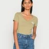 Calvin Klein Jeans MONOGRAM LOGO V NECK TEE - T-shirt Basique - Faded Olive
